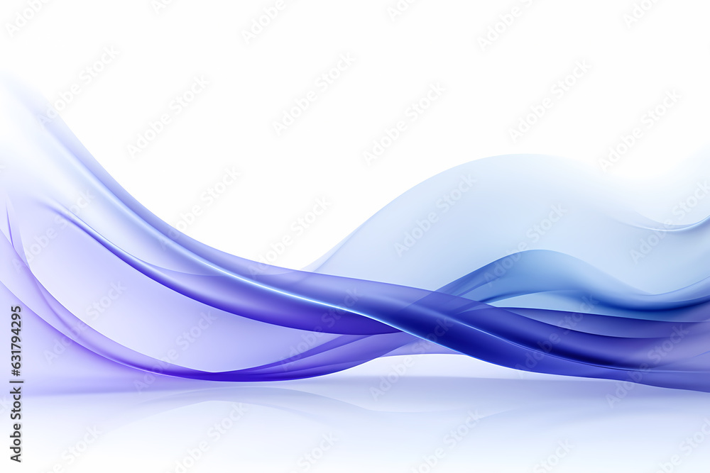 Naklejka premium blue and purple neo light colors waves on white canvas background. Generative Ai