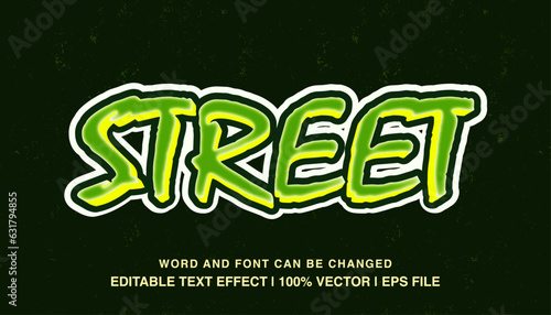 Street editable text effect template  street graffiti retro style  premium vector