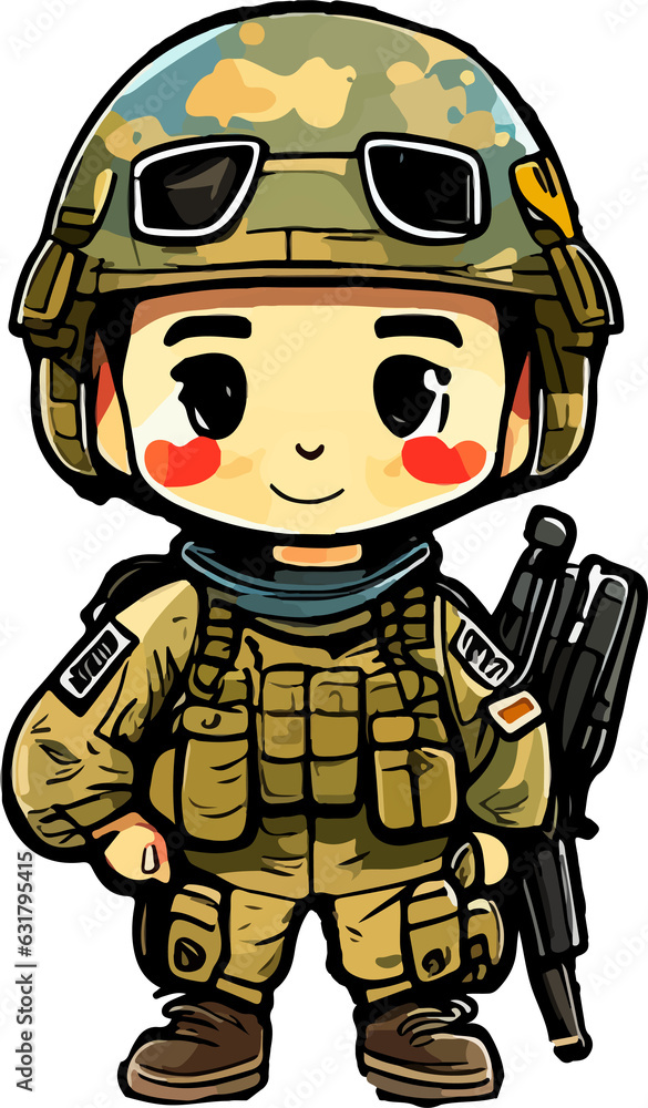 Obraz premium cute soldier, color cute soldier vector illustration