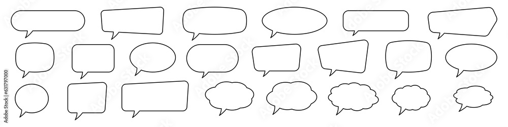 Speech bubble, speech balloon, chat bubble line art vector icon for apps and websites. Speech bubble, speech balloon, chat bubble line art vector icon for apps and websites.