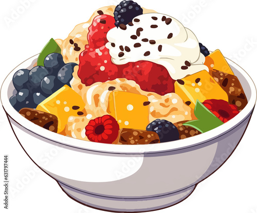 bingsu, food, color bingsu vector illustration