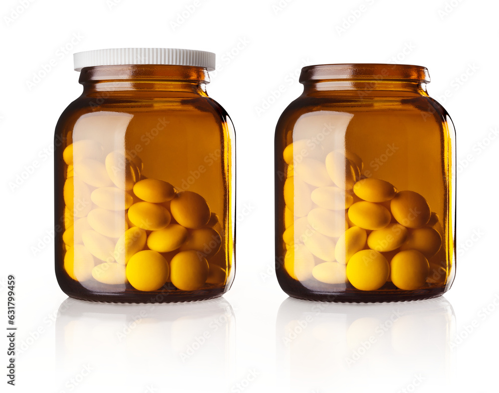 brown glass bottle and pills with and without closure brown glass bottle and pills with and without closure
