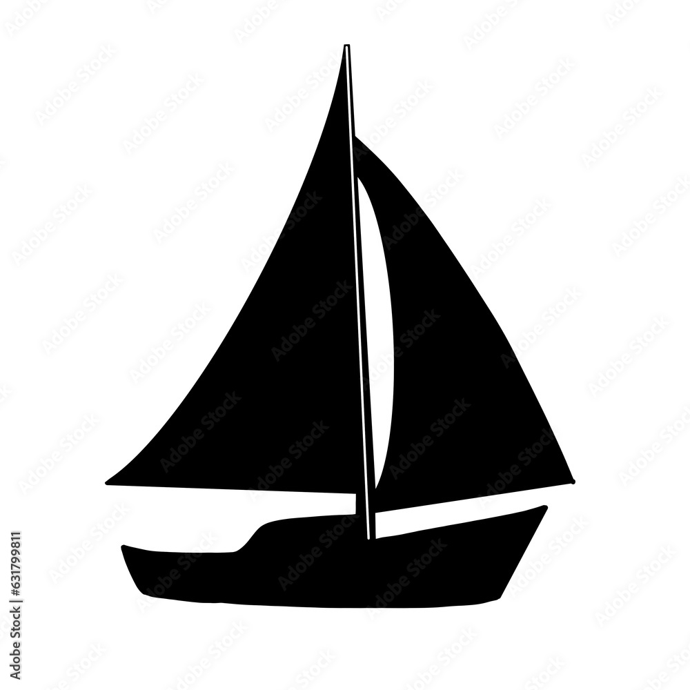 Sailboat, sport icon minimal line in black png