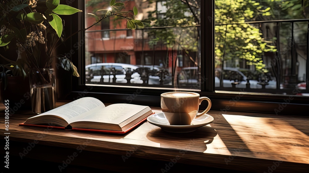 Coffee And Books infront of window