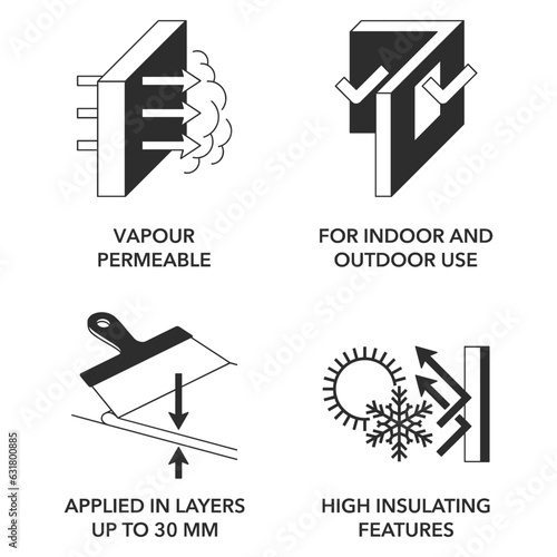 Plaster for preparing a basis - flat icons set