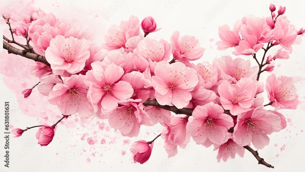 Watercolor Branch of Cherry blossom tree. Ai generated. Watercolor Branch of Cherry blossom tree. Ai generated.