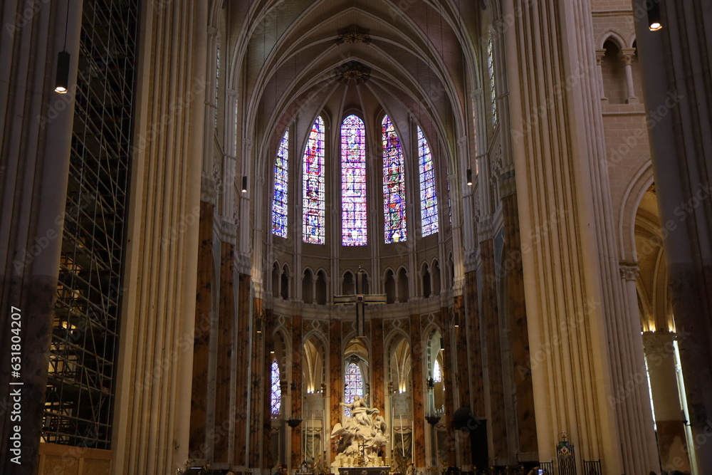 La cathédrale Notre Dame de Chartres, cathédrale de style gothique, ville de Chartres, département de l'Eure et Loir, France