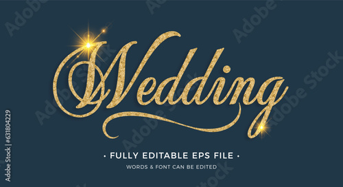 weeding text effect editable with gold and dark color	