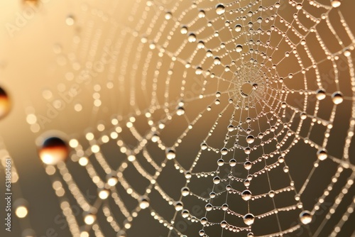 Close-up of a dew-kissed spider web, Generated AI © Chetiwat