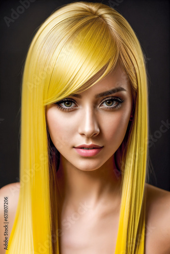 Wallpaper Mural Portrait of young woman with yellow hair.Digital creative designer fashion glamour art. Torontodigital.ca