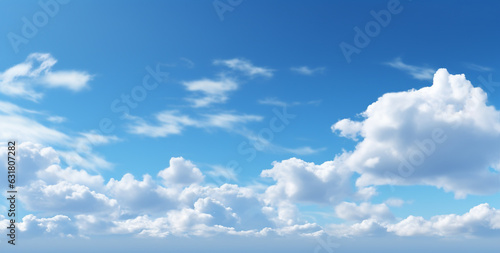 blue sky with cumulus clouds on a sunny day. Generative Ai.