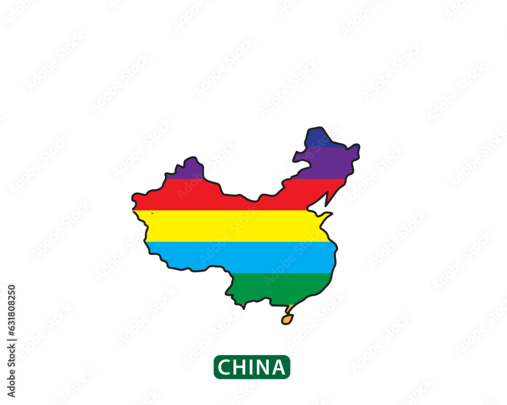 Obraz premium China Map icon flat style icon vector logo illustration