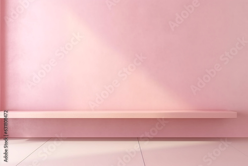Minimal model empty pink room with light from windows.modern Minimal background for products presentation.Created with Generative AI technology