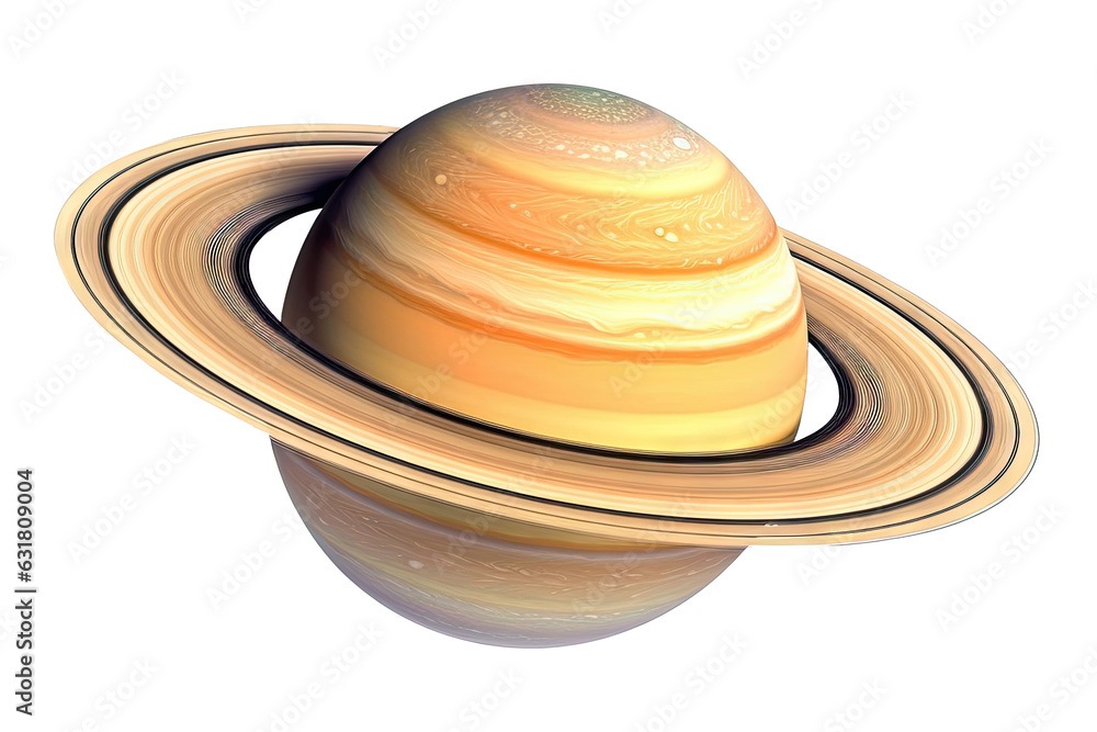 A Saturn planet isolated on white background - Generative AI A Saturn planet isolated on white background - Generative AI
