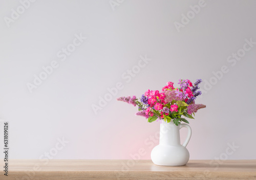 Wallpaper Mural beautiful flowers in white jug on wooden shelf Torontodigital.ca
