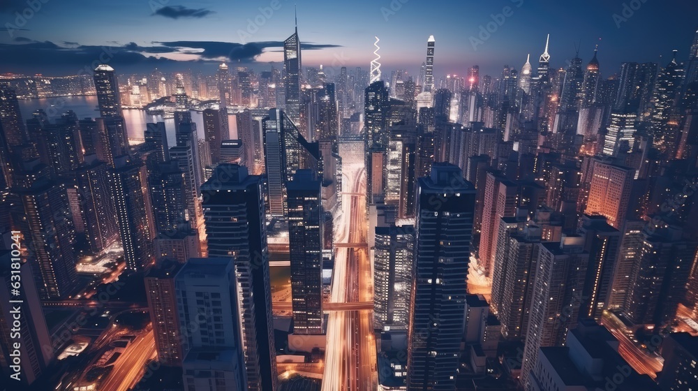 Obraz premium Modern city's skyline, Generated AI