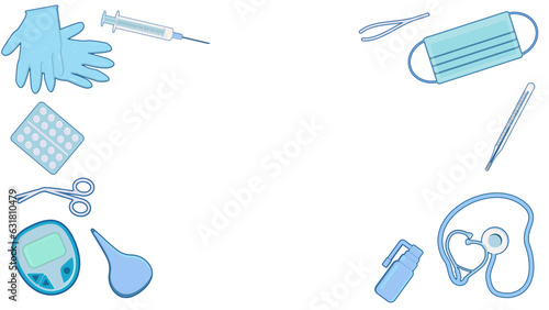 Vector background set of images of medical instruments