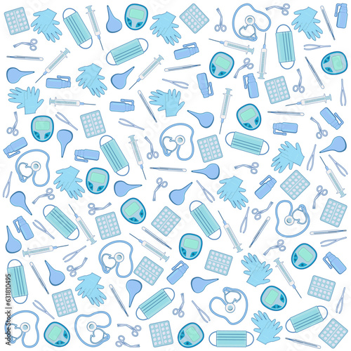 Vector background set of images of medical instruments