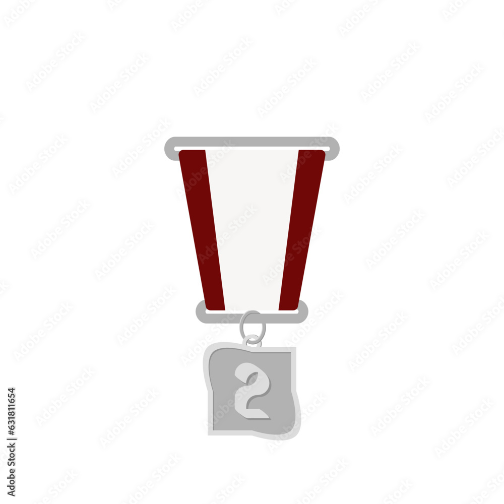 Silver Medal Second Place Ribbon Basic Shape Silver Medal Second Place Ribbon Basic Shape