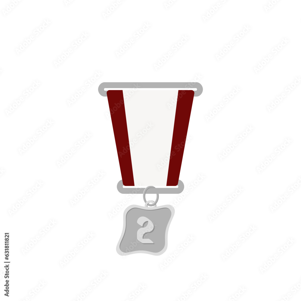 Silver Medal Second Place Ribbon Basic Shape Silver Medal Second Place Ribbon Basic Shape