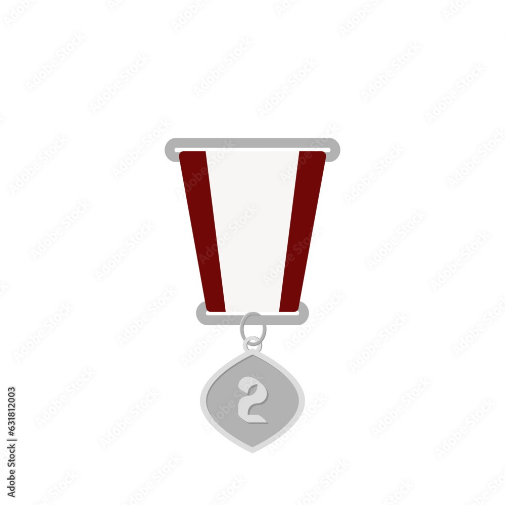 Silver Medal Second Place Ribbon Basic Shape Silver Medal Second Place Ribbon Basic Shape