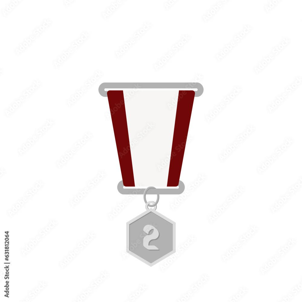 Silver Medal Second Place Ribbon Basic Shape Silver Medal Second Place Ribbon Basic Shape
