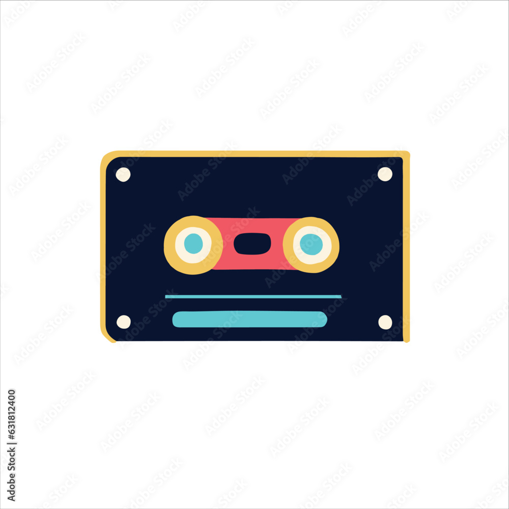 Relive the nostalgic vibes with this captivating illustration of a music cassette tape. A throwback to the golden era of music. Relive the nostalgic vibes with this captivating illustration of a music cassette tape. A throwback to the golden era of music.