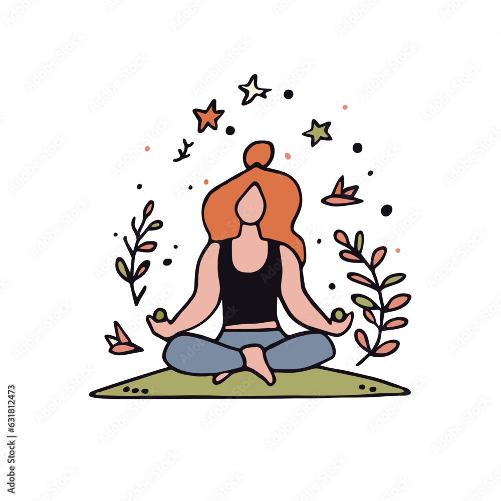 Embrace tranquility with this captivating illustration of a meditating girl in a simple style. A moment of inner peace and mindfulness. Embrace tranquility with this captivating illustration of a meditating girl in a simple style. A moment of inner peace and mindfulness.