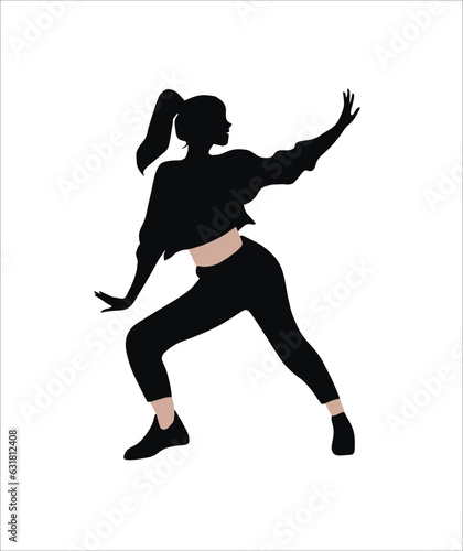 Feel the rhythm of movement with this captivating illustration of a dancing girl silhouette in sportswear. Graceful elegance in motion.
