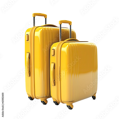 Illustration of a with a yellow travel suitcase set against a transparent backround.