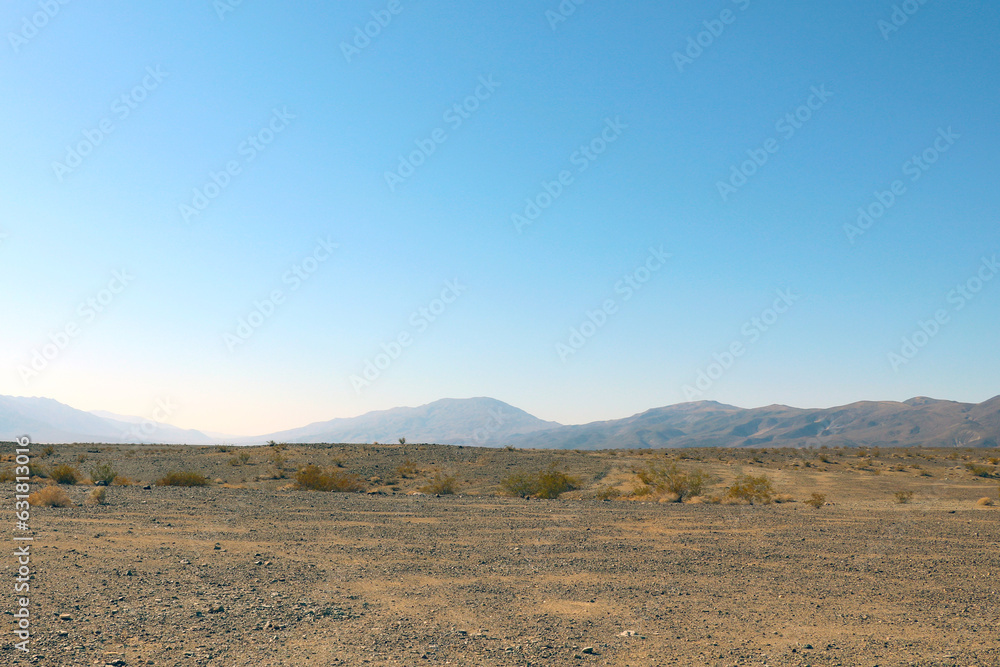 Silhouettes of mountains on a hot sunny day. Nature of the United States.