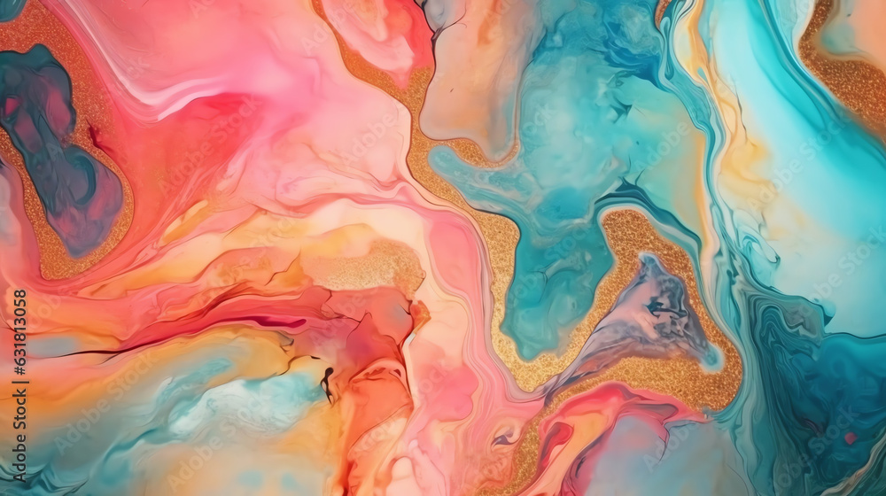 Generative AI : Natural luxury abstract fluid art painting in alcohol ink technique. Tender and dreamy wallpaper. Mixture of colors creating transparent waves and golden swirls. For posters, other pri Generative AI : Natural luxury abstract fluid art painting in alcohol ink technique. Tender and dreamy wallpaper. Mixture of colors creating transparent waves and golden swirls. For posters, other pri