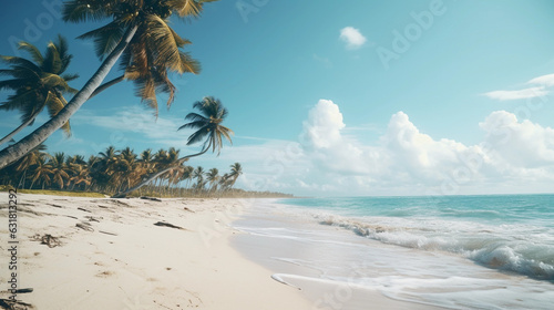 Coastal Dreams: Palms and White Sand along the Ocean's Edge