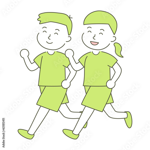 human, woman, man, running, run, exercise, illustration, vector, smile, set