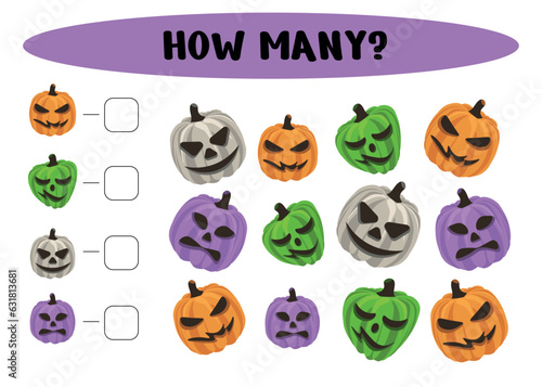 How many Halloween pumpkins - count Game Game for children