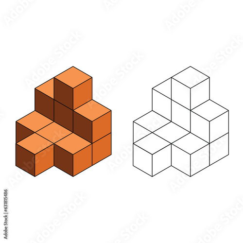 isometric cubes 3d shapes. cube Icon. In Trendy Design Vector. vector illustration on white background