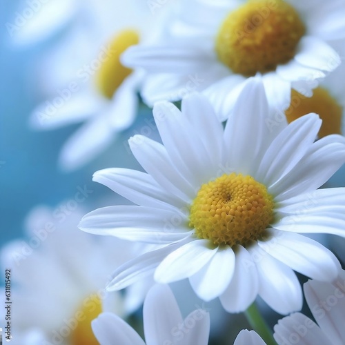 Daisy Pattern on Blue Background