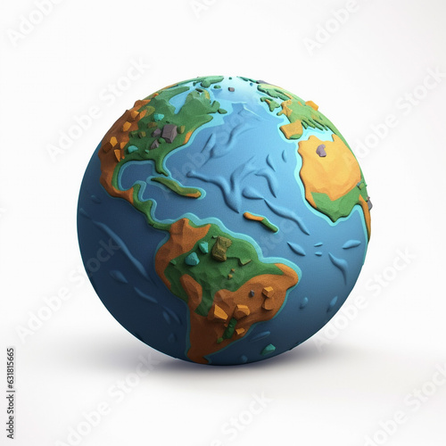 3d model clay globe isolated on a white background. By generative AI.