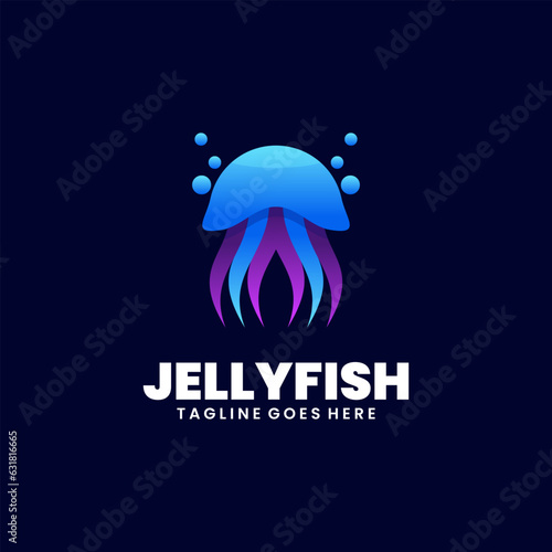 jellyfish illustration logo design colorful