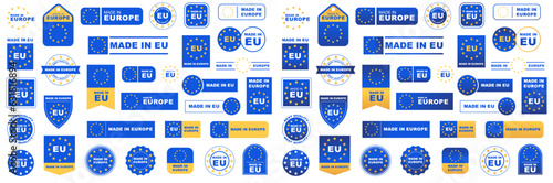 Made in Europe label set. Baner made in EU.
