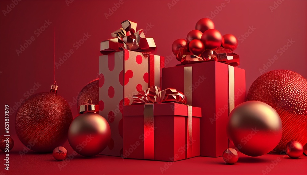 christmas gift box with baubles. Photo in high quality