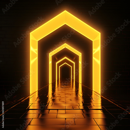 Door  passage  portal - neon colors  geometric shapes  lasers  light  clouds     To have a choice - created with Generative AI technology