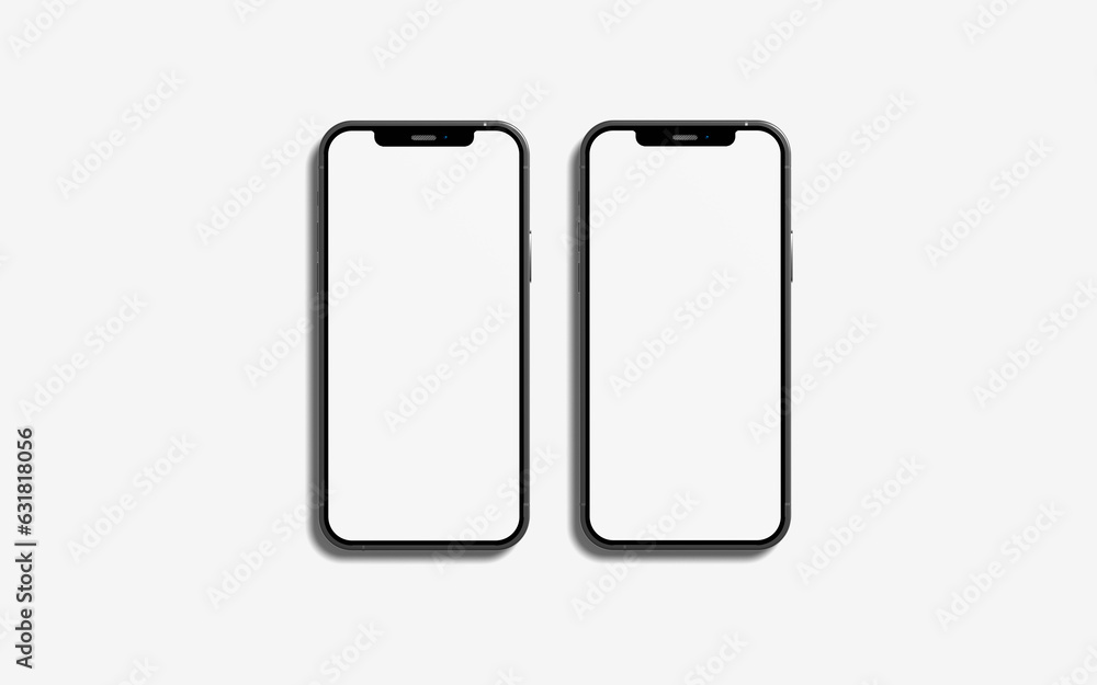 Two Phone screen mockup on a white background Two Phone screen mockup on a white background