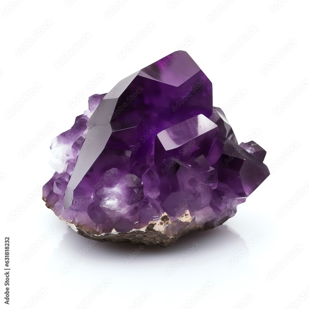 Fototapeta premium Amethyst crystal with shadow on white background