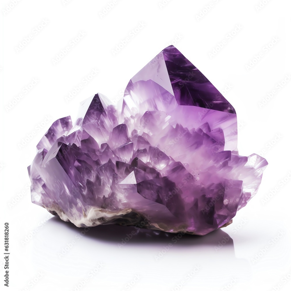 Amethyst crystal with shadow on white background Amethyst crystal with shadow on white background
