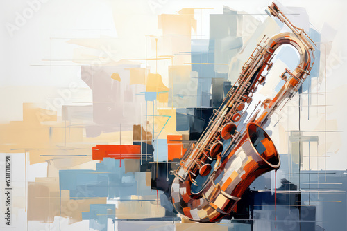 Saxophone auf abstrakter Grafik photo
