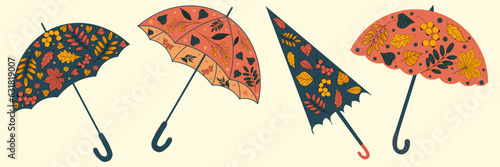 Set of colorful umbrellas. Vector illustration