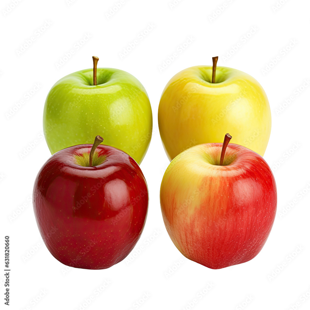 Colorful apples isolated on transparent backround, with red, green, and yellow varieties and clipping path. Colorful apples isolated on transparent backround, with red, green, and yellow varieties and clipping path.
