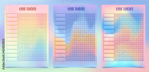 Rainbow Colored Habit Tracker. Holographic Colored Monthly Planner