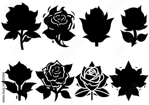 Set de siluetas de Rosas vectoriales